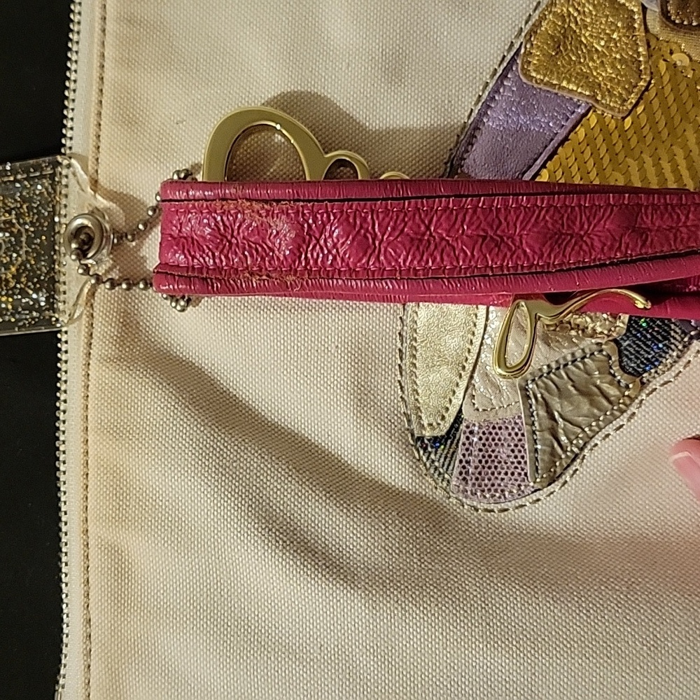 Coach Rare Multicolor Sequin, Metalic, and Mosiac Leather Butterfly Canvas Tote - Picture 11 of 17